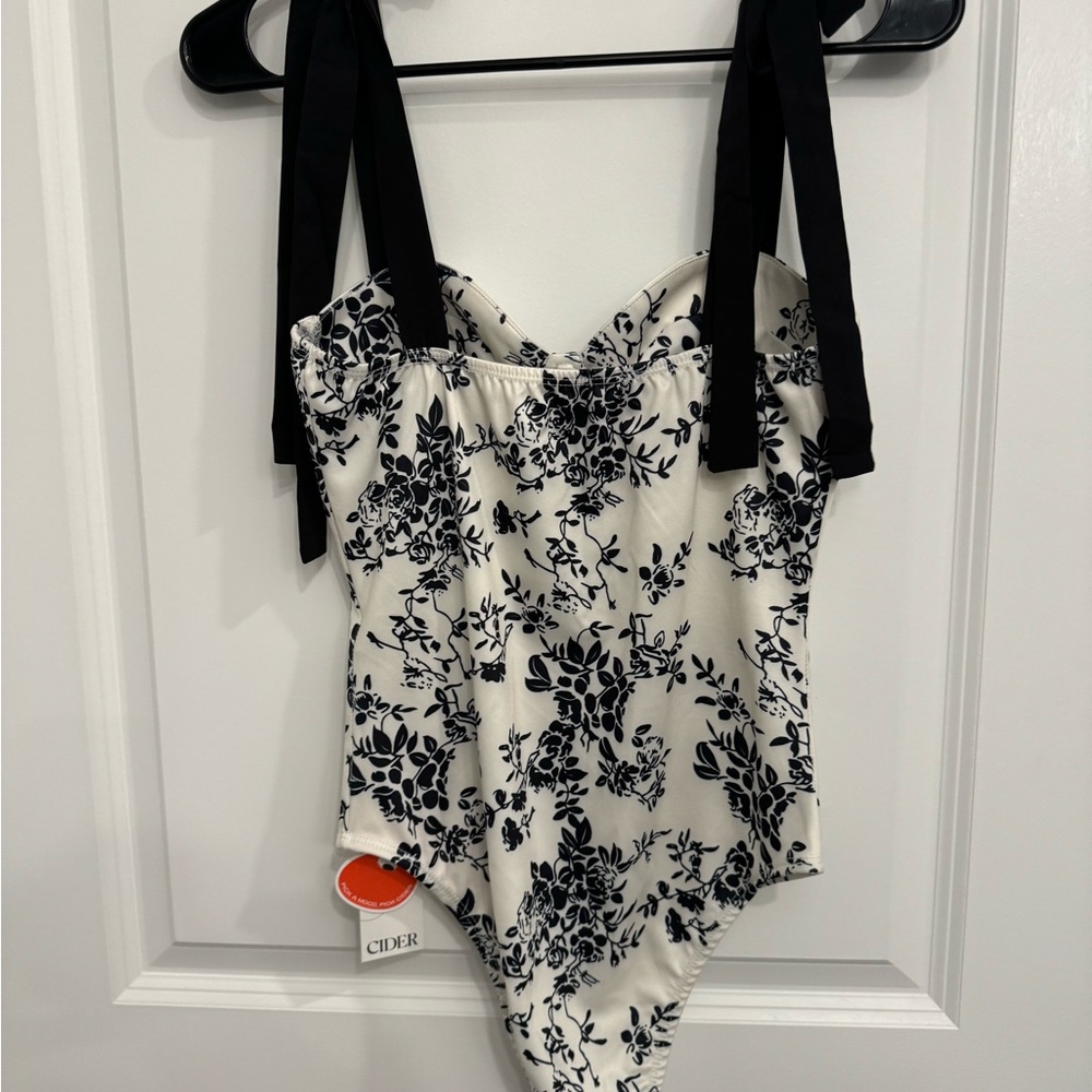 Black tie-sleeve bodysuit